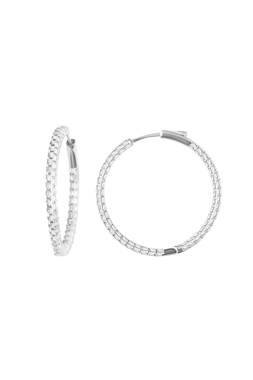 Baguette Pave Hoop Earrings