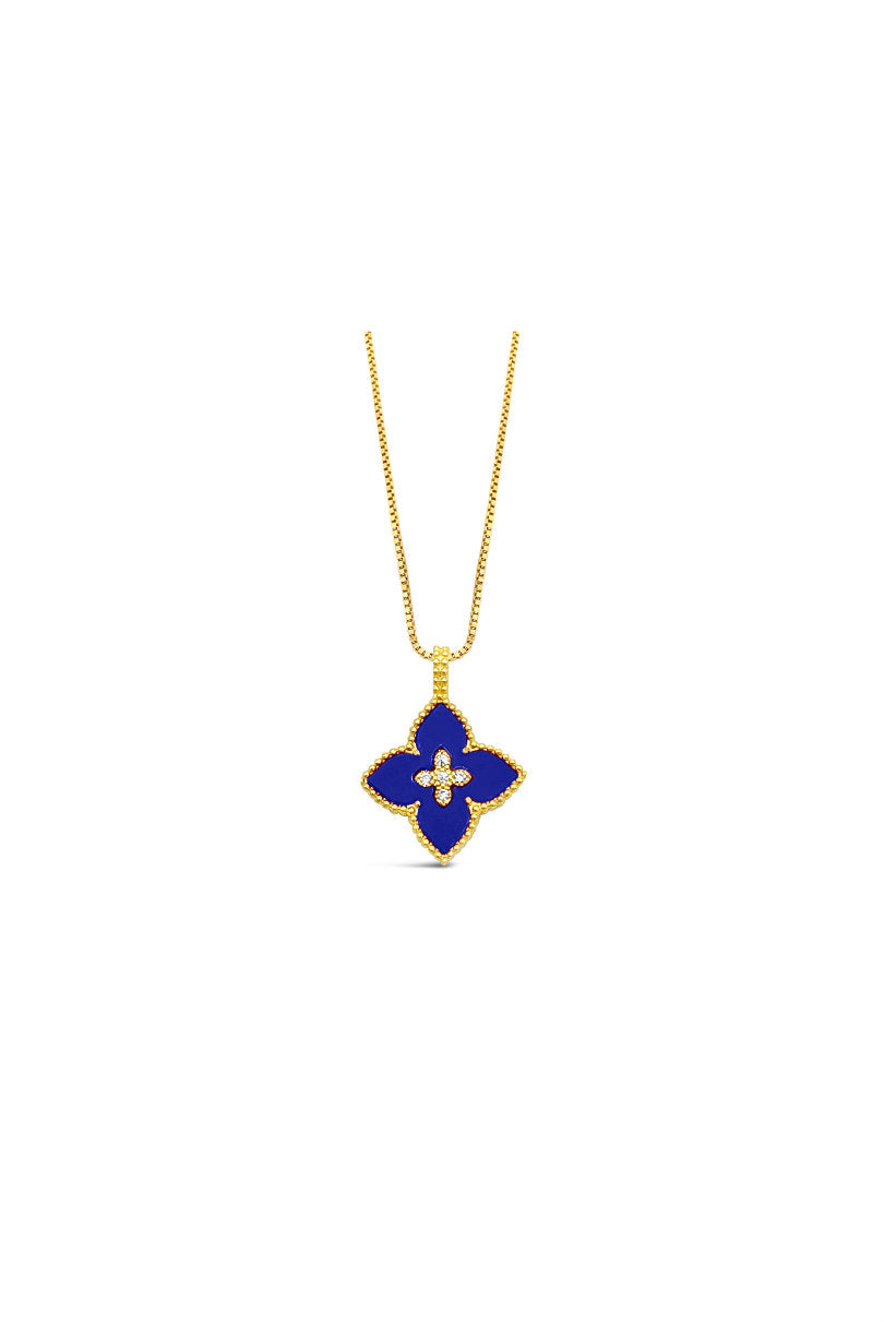 Blue Clover Necklace