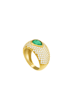 Load image into Gallery viewer, Teardrop Emerald Bomber Ring