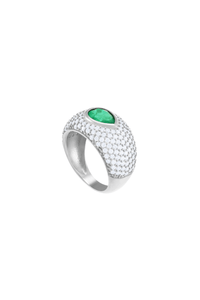 Teardrop Emerald Bomber Ring