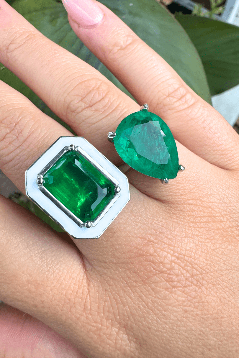 Enamel Emerald Cocktail Ring