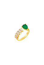 Load image into Gallery viewer, Emerald Pear and CZ Open Ring