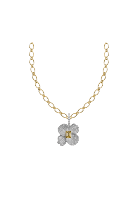 Oval Chain Blooming Flower Necklace