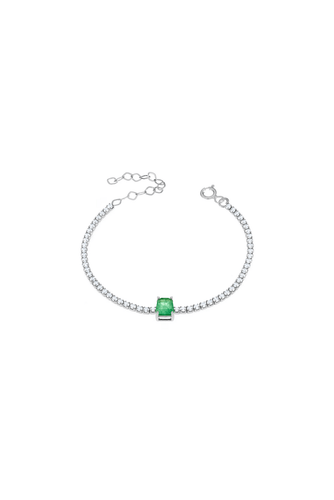 Tennis Bracelet with Rectangular Emerald